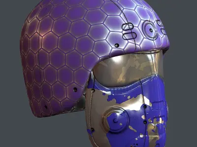 Gas mask helmet 3d model scifi Low-poly Low-poly 3D model 13