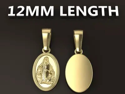 Oval Antique Jesus Christ Pendant 12mm Length 3D print model