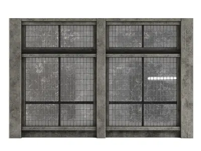 Factory Front Wall with Windows 3D model