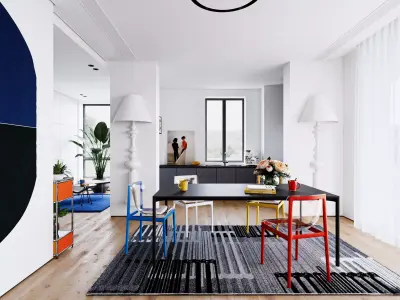 Modern Bauhaus Living Room 3D model