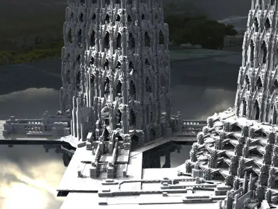 Fantasy gothic towers surreal Kitbash 3D model