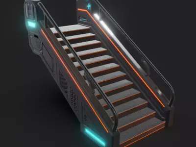 SciFi Stairs Low-poly 3D model order