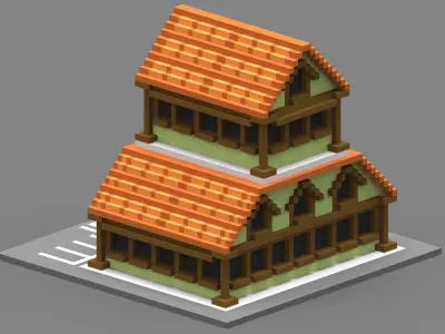 House Voxel - 34 Low-poly 3D model