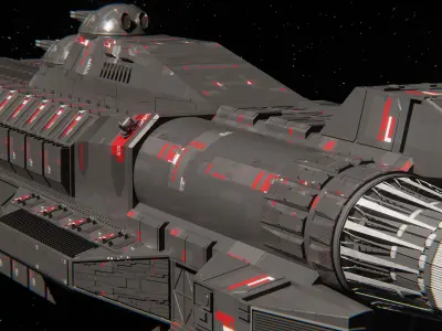 Sci-Fi Space Warship Kahaten-Class Titanica 3D model