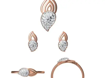 Light wt Ring Earrings Pendant set stl jcd 1-render details 3D print model 56