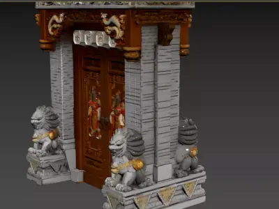 124- Chinese style scene - Classical architectural lintel 3D model