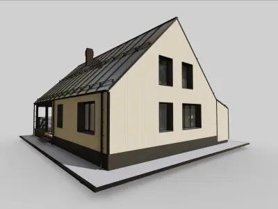 P0022 Modern Residential Barn House 3D model