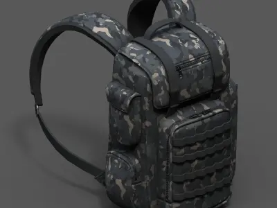 Backpack military bag baggage pockets product  Low-poly 3D model