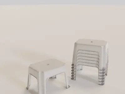 Stackable Small Plastic Stool Low-poly 3D model