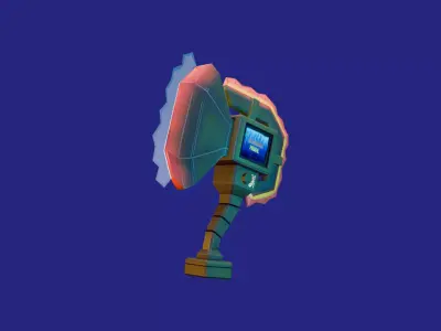 lowpoly weapon scifi axe Low-poly 3D model