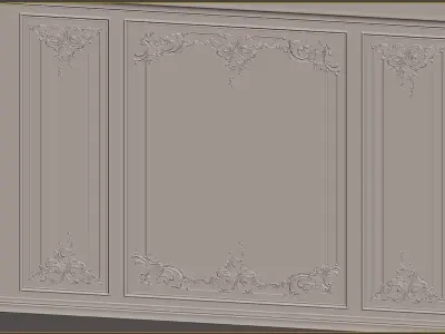 French Plaster Molding Accent Wall 3D model