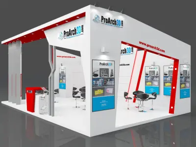 Exhibition stall 9 mtr x 6 mtr 3 sides open 3D model