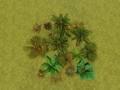 Tropical plants Low-poly 3D model