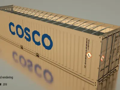Shipping Container 40ft Open Top rigged 3D model