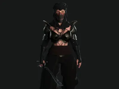 AAA 3D FANTASY CHARACTER - BEAUTIFUL ASSASSIN WARRIOR Low-poly 3D model