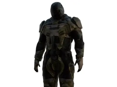 Futuristic Soldier 3D Model Rigged for Games Cinematics Low-poly 3D model
