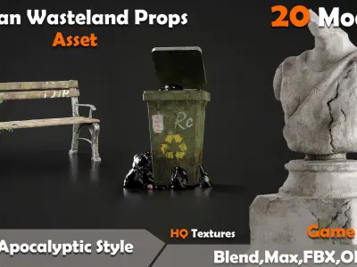 Post-Apocalyptic Urban Props Low-poly 3D model