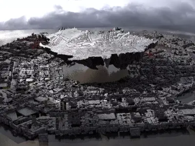 Floating Mountain Sci fi landing pad 3D model