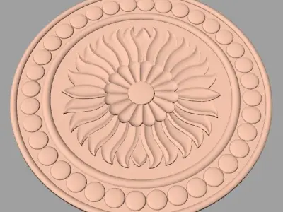 Door flower relief model STL format for CNC carving E453 3D model