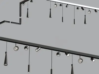 5 ceiling Track Light Project 3D model