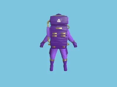Astronaut Outfit 06 - Purple Gold - Character Design Fashion Low-poly 3D model