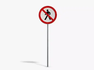No Walking Sign Low-poly 3D model