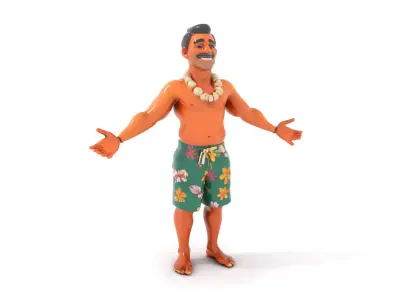 Tropical Islander Character Model Rigged and Animated Low-poly 3D model