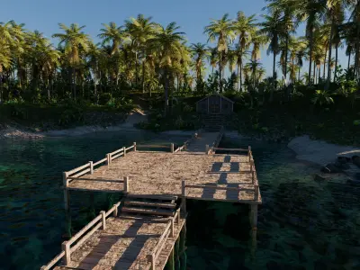 Island Cabin Scene 3D model