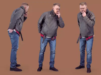 Handsome Man Lights a Cigarette 3D model
