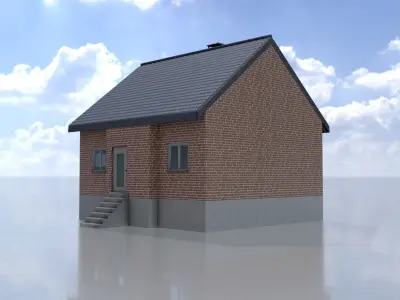 Modern single-family house version 4 L Low-poly 3D model