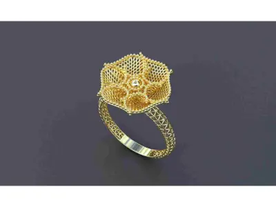 50 ring turkish pakistani ring jali design ring 3D print model