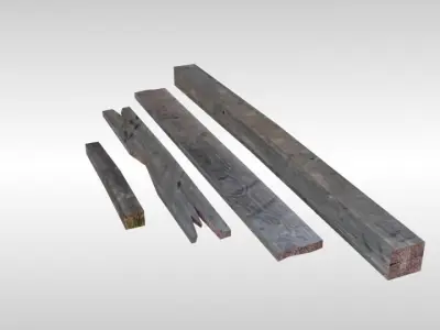 Boards set of steel bars Free low-poly 3D model