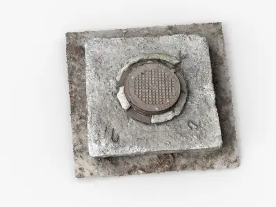 Photorealistic 3D scan of manhole Hatch cover Sewer Manhole Low-poly 3D model