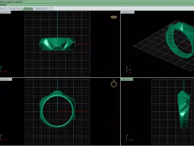 Facet Crest gold Ring 3D print model