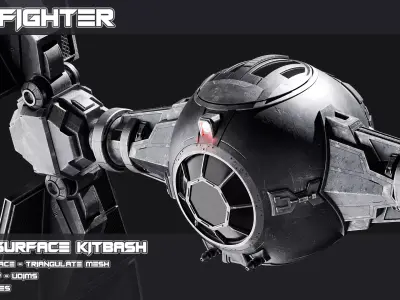 Tie Fighter - Hard surface Kitbash 3D model