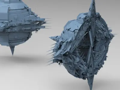Sci fi Locust hive halved   3D model