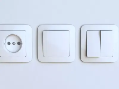 EU wall socket and light switch FREE Free 3D model