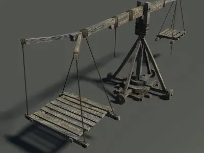 Old Wooden Crane Low-poly 3D model