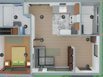 Modern house Low-poly 3D model 14