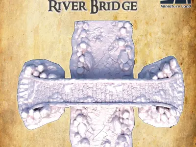 Frozen River Bridge Tabletop Terrain 28 MM 3D print model