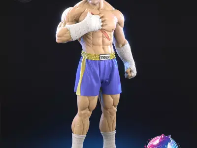 Sagat Street Fighter Statue Figurine stl printable 3D print model