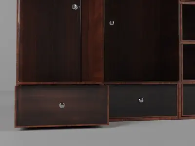 wooden cabinet design glass door Low-poly 3D model