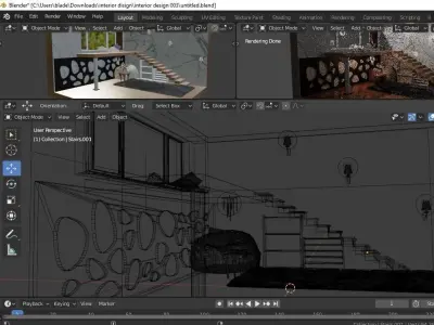Small interior set Free 3D model