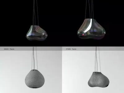 Bolla pendant light made of glass and metal 3D model