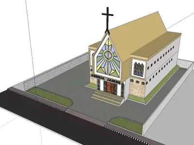 Architecture-Religion-God-Culture-Temple-0134 church with cross 3D model