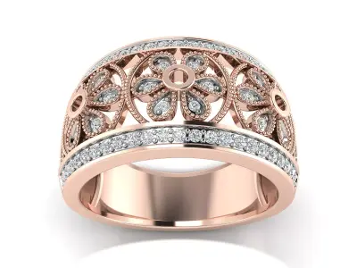 Light Weight Rose Gold Diamond Ring  -R-3890 3D print model