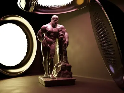 Studio set - Farnese Hercules - Cinema4d - Corona 3d Model Free 3D model