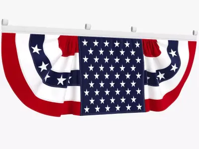 American Flag Bunting Banner 3D model