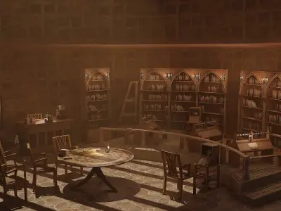 Medieval Library Model Pack Tortilla Low-poly 3D model