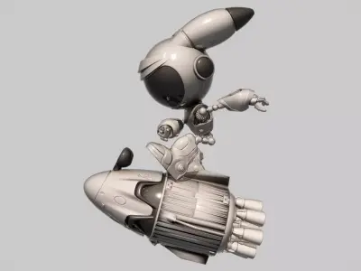 Mechanical Doll Rocket Vehicle Low-poly 3D model